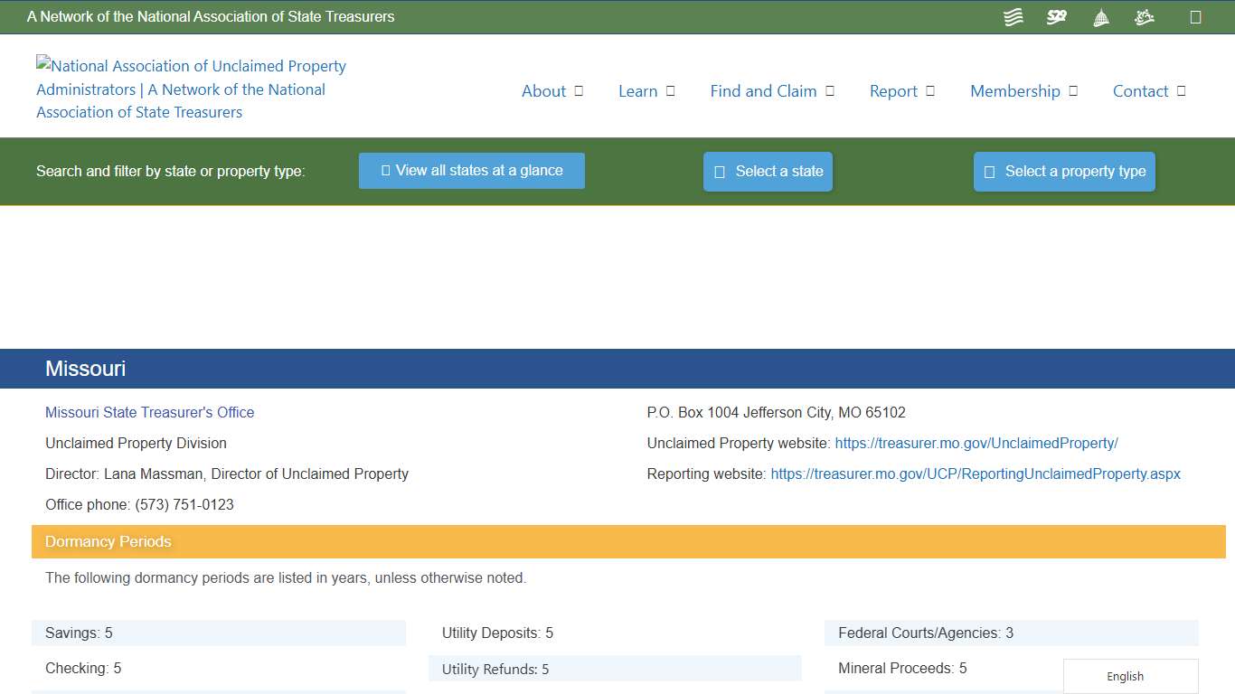Missouri – National Association of Unclaimed Property Administrators (NAUPA)