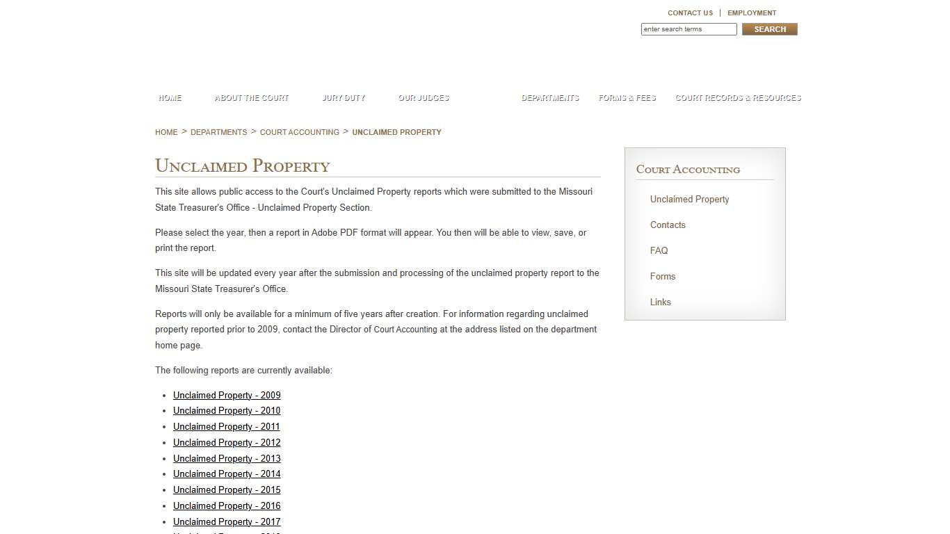 Unclaimed Property - 16th Circuit Court of Jackson County, Missouri