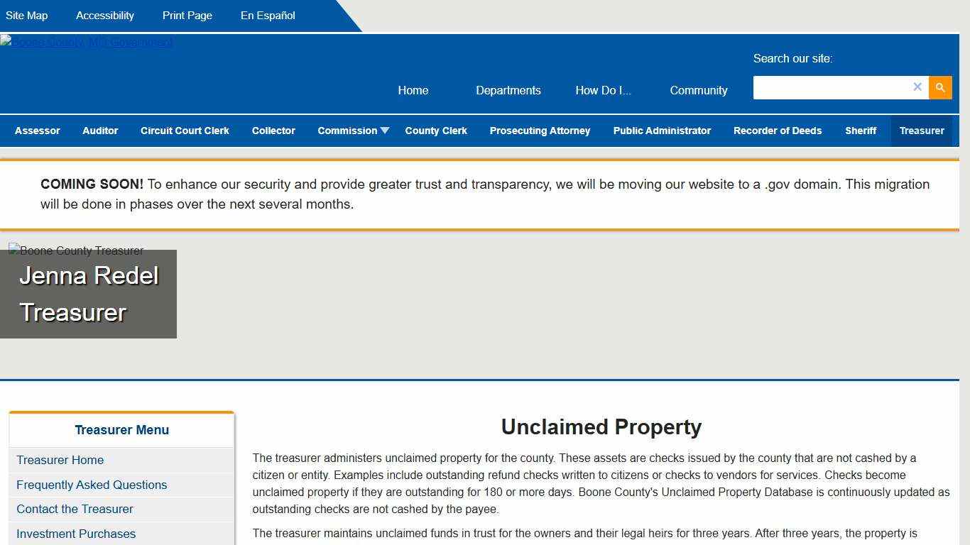 Boone County Treasurer - Unclaimed Property